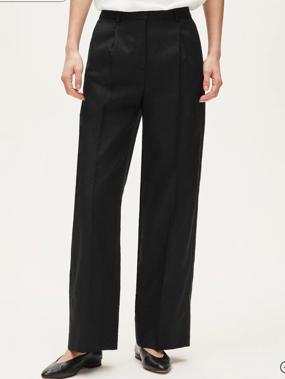 J. Crew Essential Black Wide-Leg Tailored Pants in Linen